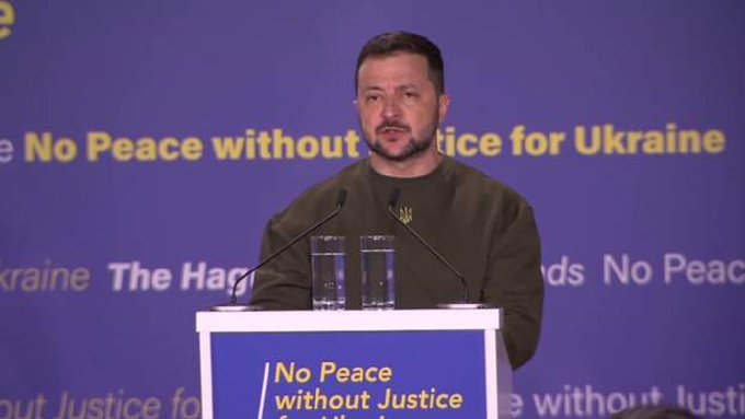 Ukraine’s Zelenskiy Given Standing Ovation at International Criminal Court, The Hague