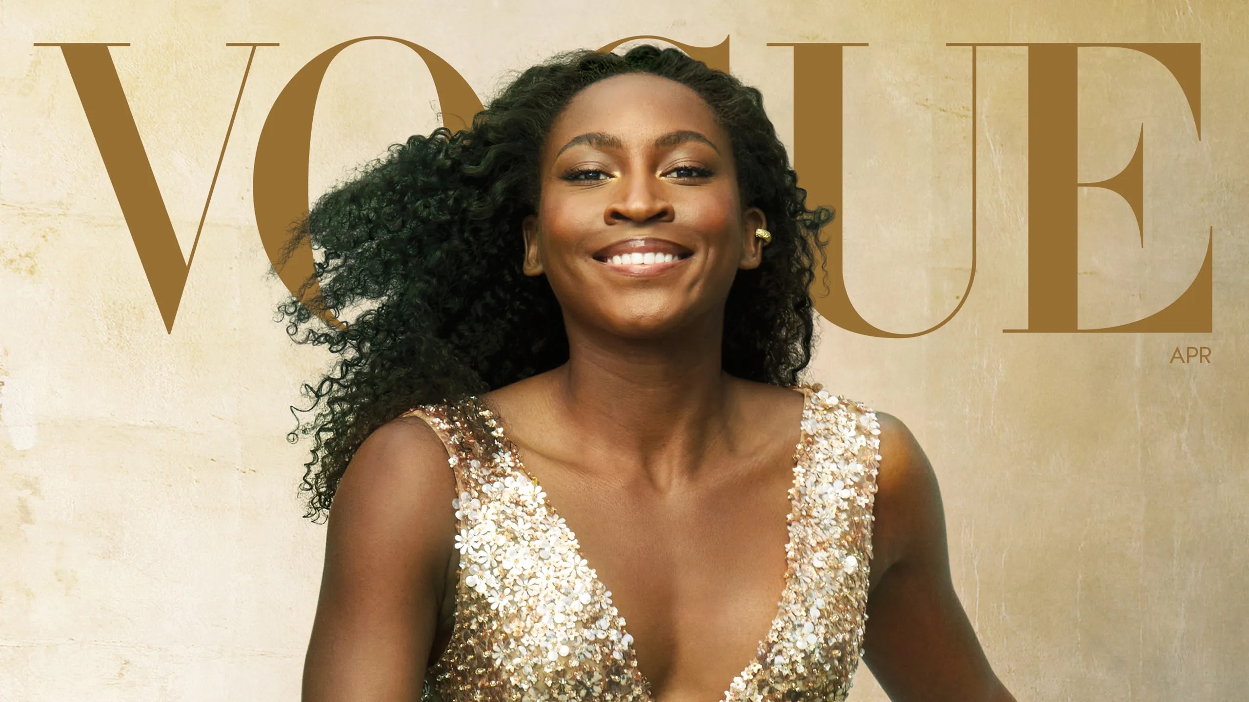 Coco Gauff Graces Vogue Cover in $5,690 Gold Dress