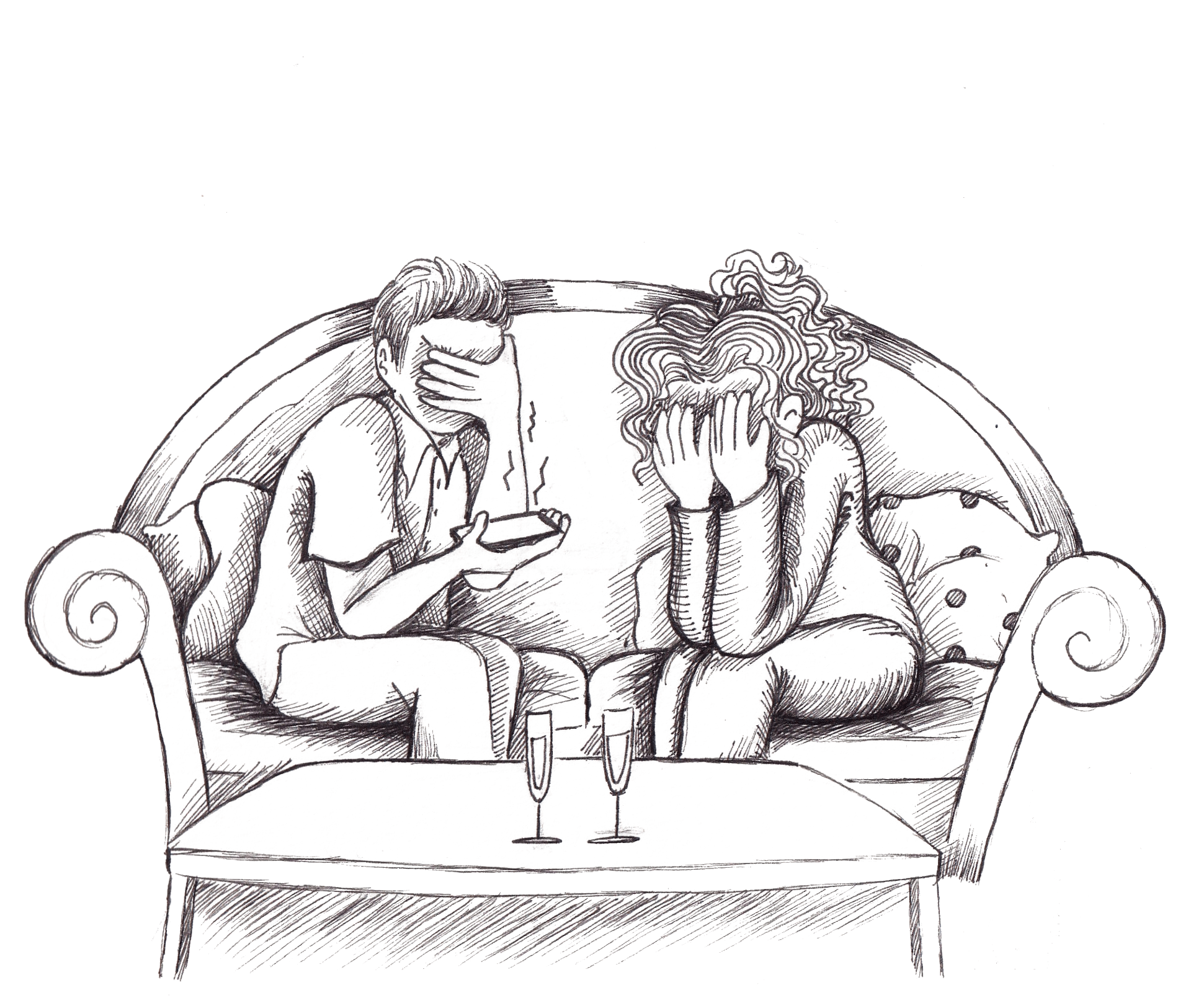 Illustration of Clare and Jeremy sitting together after receiving difficult news