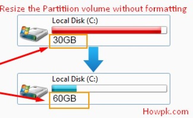 How To Resize Partition In Windows 7 Without Formatting | HowPk