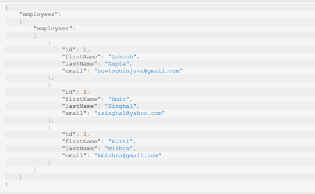 Spring REST JSON Response Example