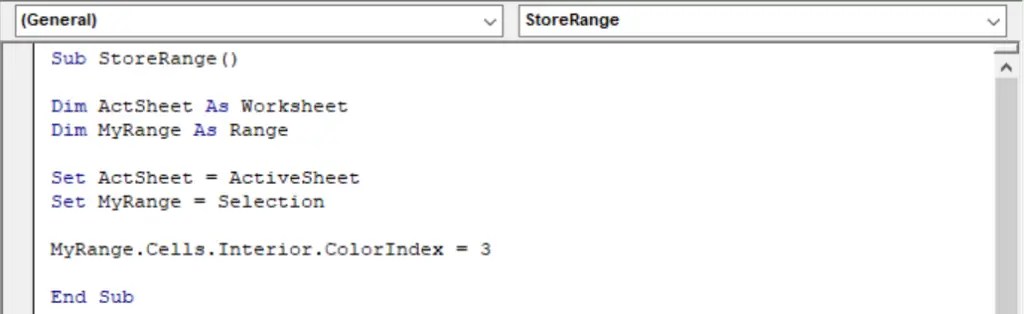 Vba range excel. how to store the current range selection.
