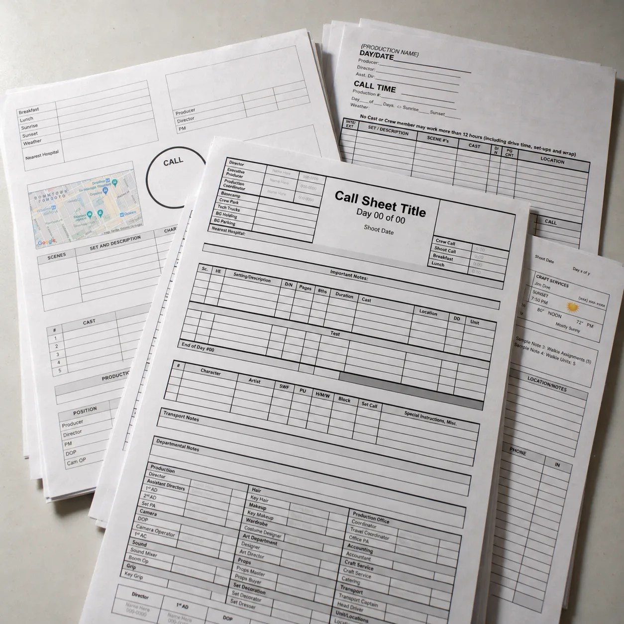 24 Call Sheet Templates Bundle