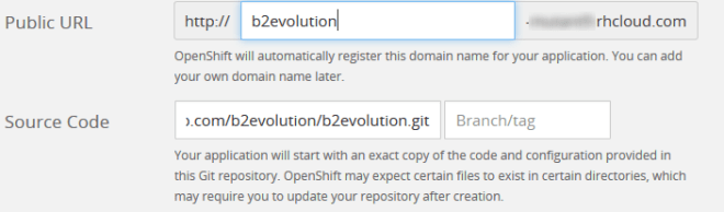 2 - b2evolution on OpenShift