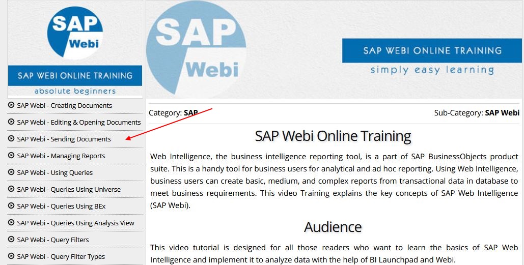 1 – SAP WebI Free Training on Tutorials Point