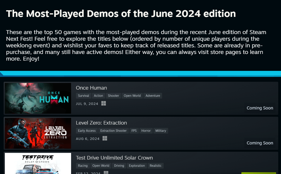 Steam Next Fest June 2024 Top Demos And Genre How To Market A Game Image 11 