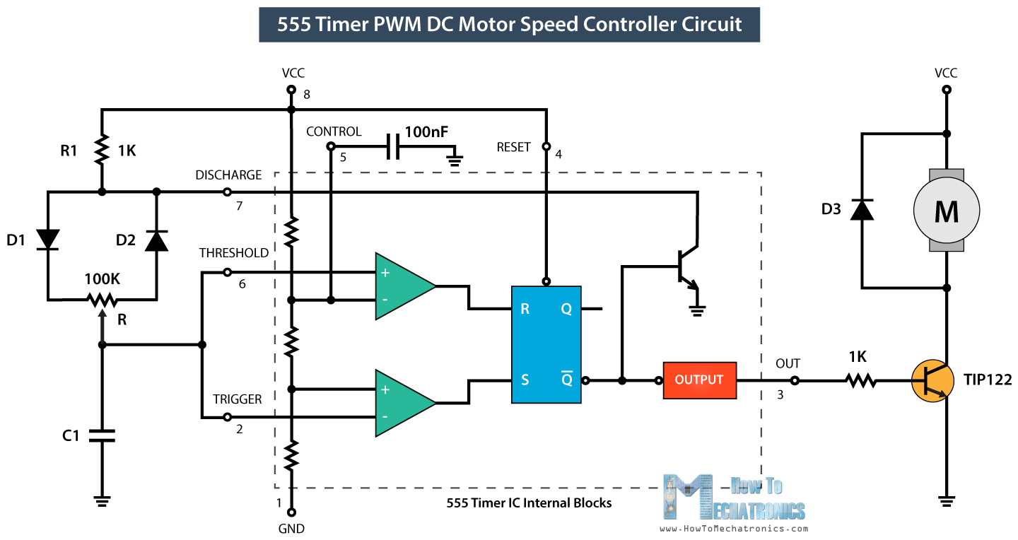 Servo Motor Control Circuit Using 5555 Timer Ic - Wiring Diagram