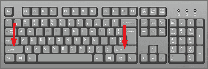 the two shift keys on a windows keyboard