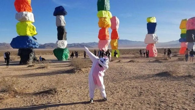 Me in a unicorn onesie at 7 Magic Mountains