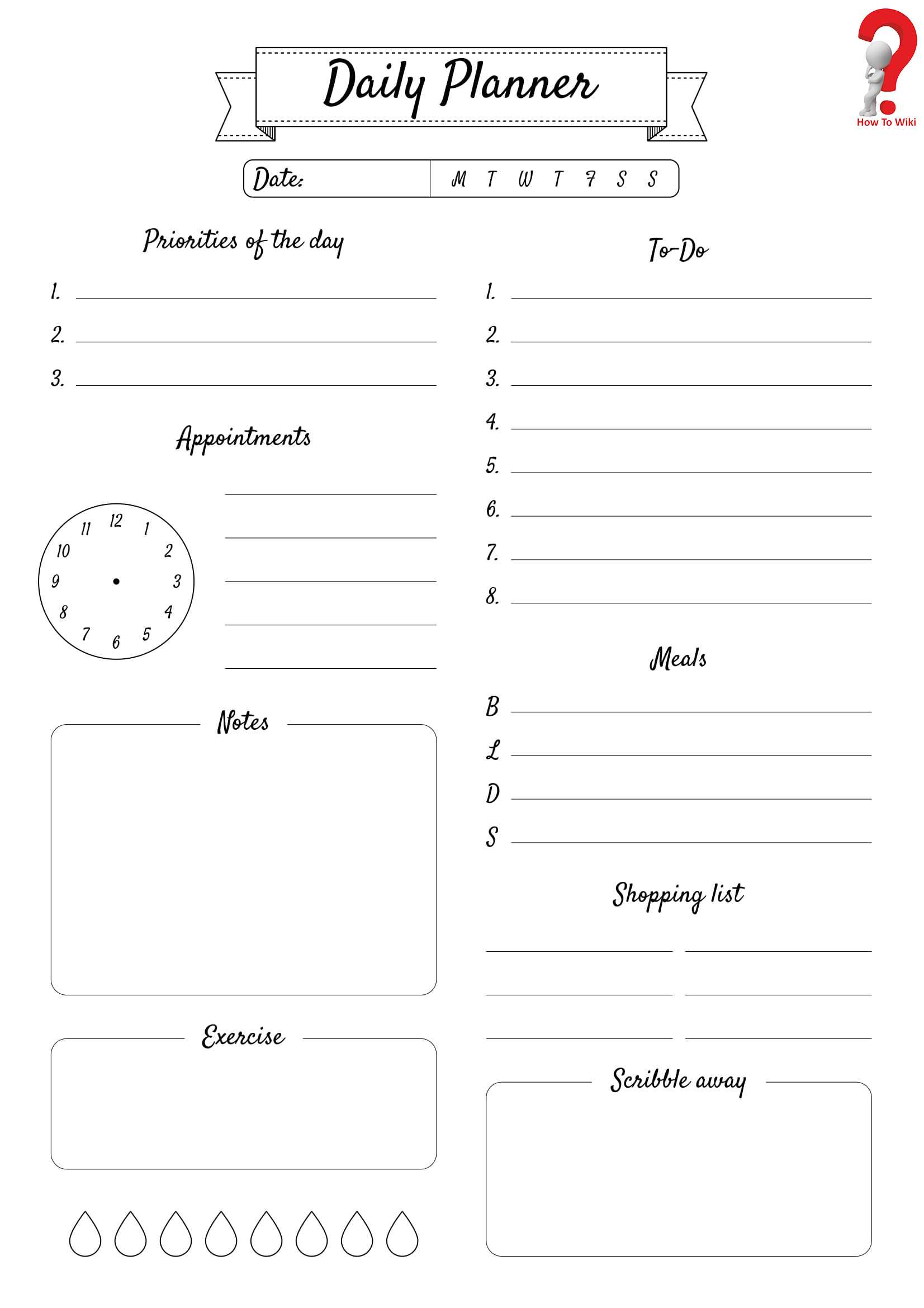 how to use printable daily planner template pdf excel word howtowiki