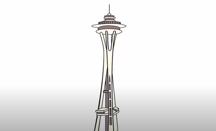 images Space Needle Drawings how to draw step by step
