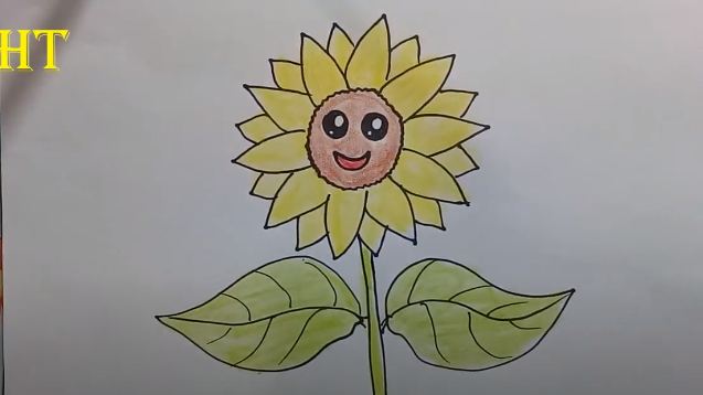 pic Easy Pencil Sunflower Step Kids Flower Drawing htfunny