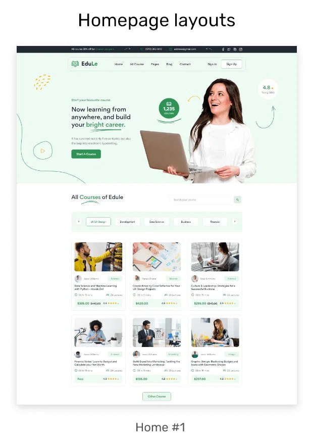 e-Learning Website template on Bootstrap