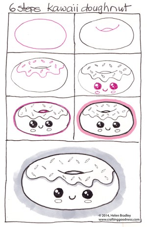 draw kawaii donut doughnut step learn drawings drawing easy things simple cartoon tekenen