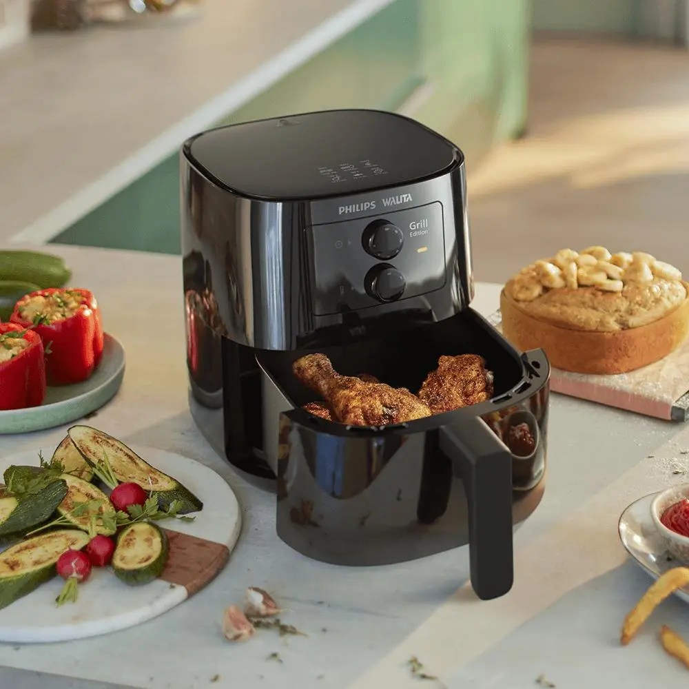 Fritadeira Elétrica Airfryer Philips Walita hd9202 Grill Edition Sem Óleo 1400W Preta 220V