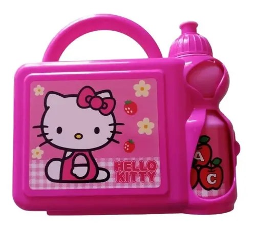 Lonchera con botella hello kitty original