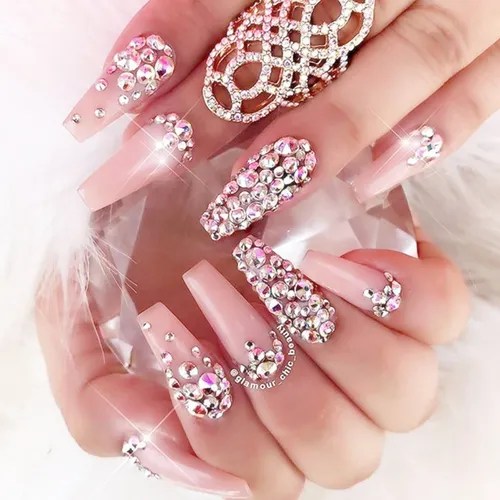 photo Uñas Con Piedras Tornasol magenta distribuidora mercado shops
