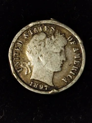 Moneda 10 centavos 1897, one dime. plata. soldada