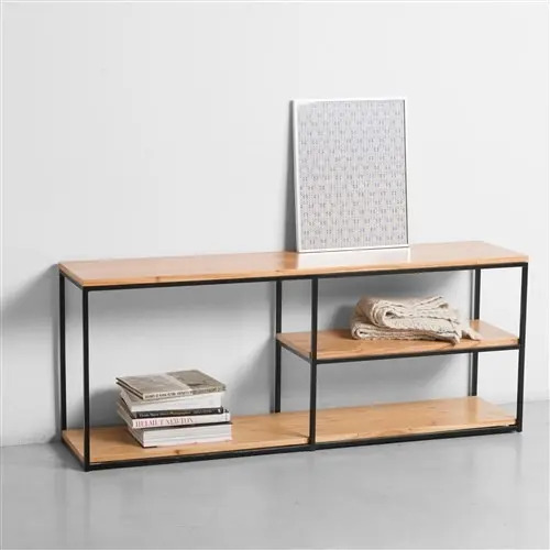 Mueble Rack Hierro Madera Estilo Industrial Diseno Mercado Libre
