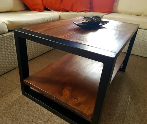 Mesa Ratona Diseno Industrial Hierro Y Madera Mercado Libre