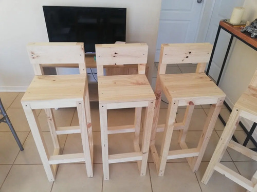 Silla De Bar De Madera Al Natural Mercado Libre