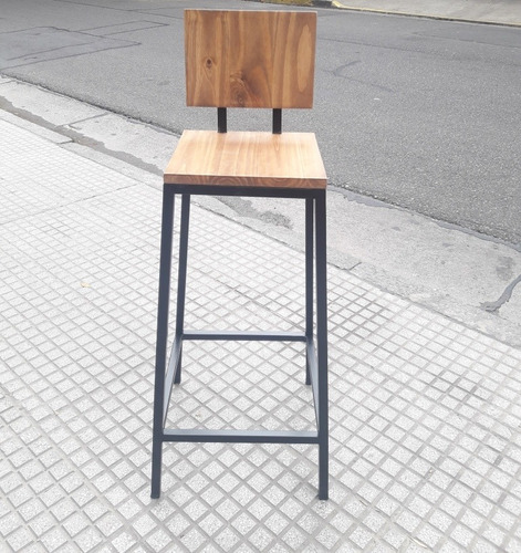 Banco Madera Hierro Barra Bar Diseno Industrial Restaurante Mercado Libre