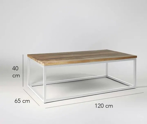 Mesa Ratona Centro Sala Living Hierro Madera Diseno Moderno Mercado Libre