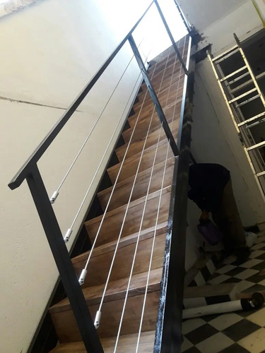 Escalera Hierro Madera Con Frentines Mercado Libre