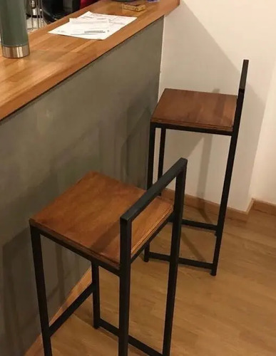 Taburete Banqueta Hierro Y Madera Barra Bar Silla A Medida Mercado Libre