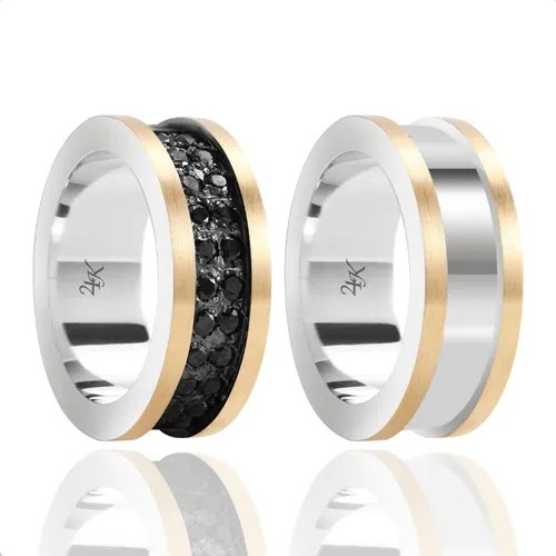 Par De Aliancas Bvlgari Prata 950 E Ouro 10k E Com Zirconias Alliance E Cia