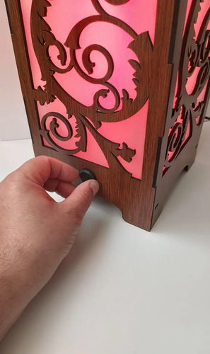 Velador Led Rgb En Madera Calada Varios Disenos Mercado Libre