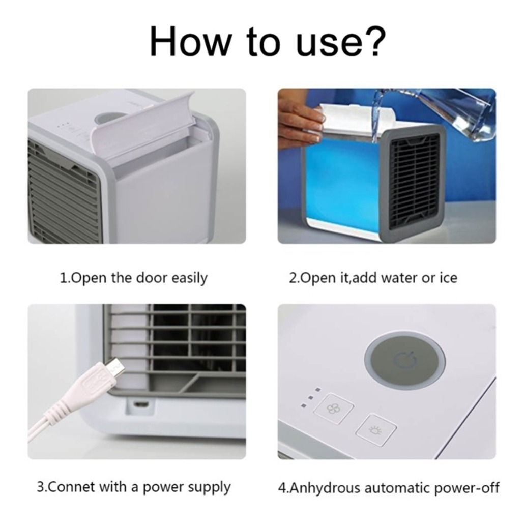 Ar Condicionado Digital Mini Purificador Ventilador Usb