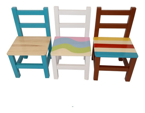 Silla Para Ninos De Madera Pintados A Mano Mueble Infantil Mercado Libre