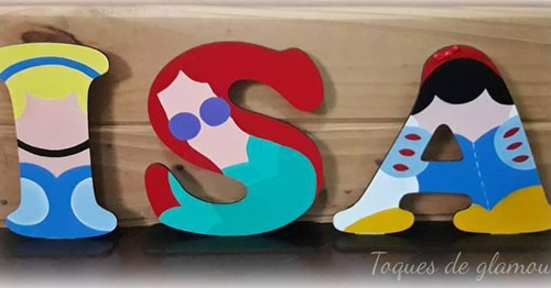 Letras Nombre En Madera Pintadas Con Diseno 20cm Mercado Libre