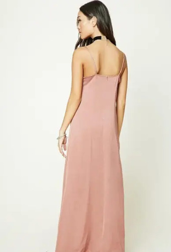 Forever 21 Maxi Vestido Satinado Rosa Casual Fiesta S O Ch Mercado Libre