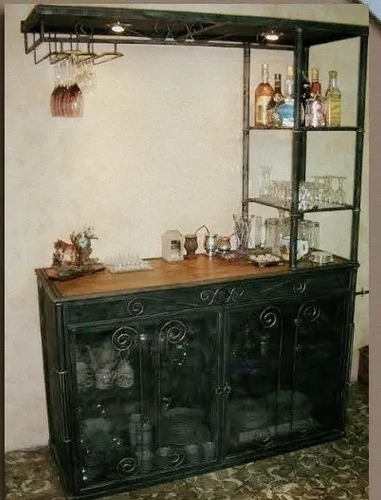 Barra Bar De Hierro Forjado Y Madera O Vidrio Mercado Libre