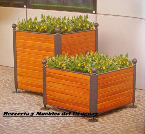 Maceteros En Hierro Y Madera Mercado Libre