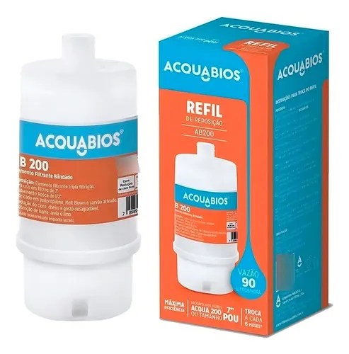 Kit 2 Refil Blindado Acqua Ab 200br Tr Pou Rosca 1 2 Filtro Cor Branco