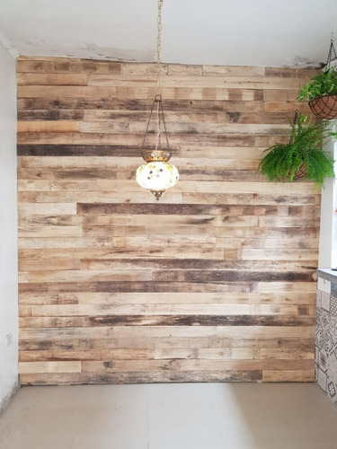 Decoracion Pared Madera De Palets Revestimiento Paneling Mercado Libre