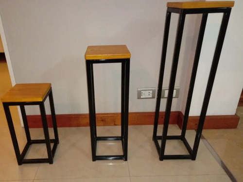 Porta Macetas De Hierro Madera Diseno En Tu Hogar Mercado Libre