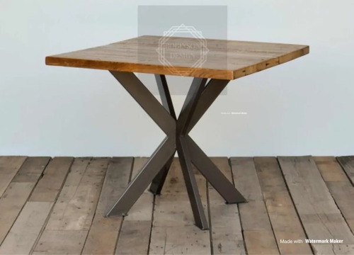 Mesa Cuadrada Hierro Madera Industrial Diseno Mercado Libre