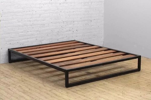 Cama De Hierro Y Madera Queen O King Diseno Industrial Mercado Libre