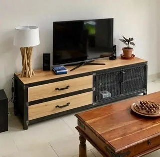 Mesa Tv Hierro Y Madera Con Puertas En Mercado Libre Argentina