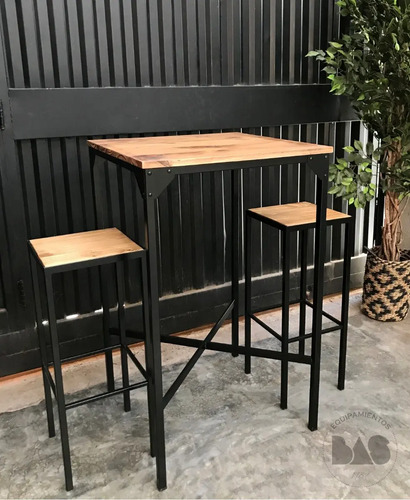 Mesa Bar Barra Bares Cerveceria Industrial Hierro Y Madera Mercado Libre