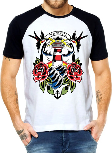 Camisa estampa tatuagem oldschool Skull Eagle And Snake Tattoo Inspired Clothing Looks Estampas
