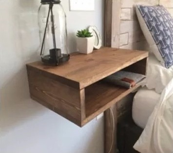 Pata estructura metálica en color dorado envejecido. Se2 Repisas Mesa De Noche Buro Flotante Rustico - $ 1,299