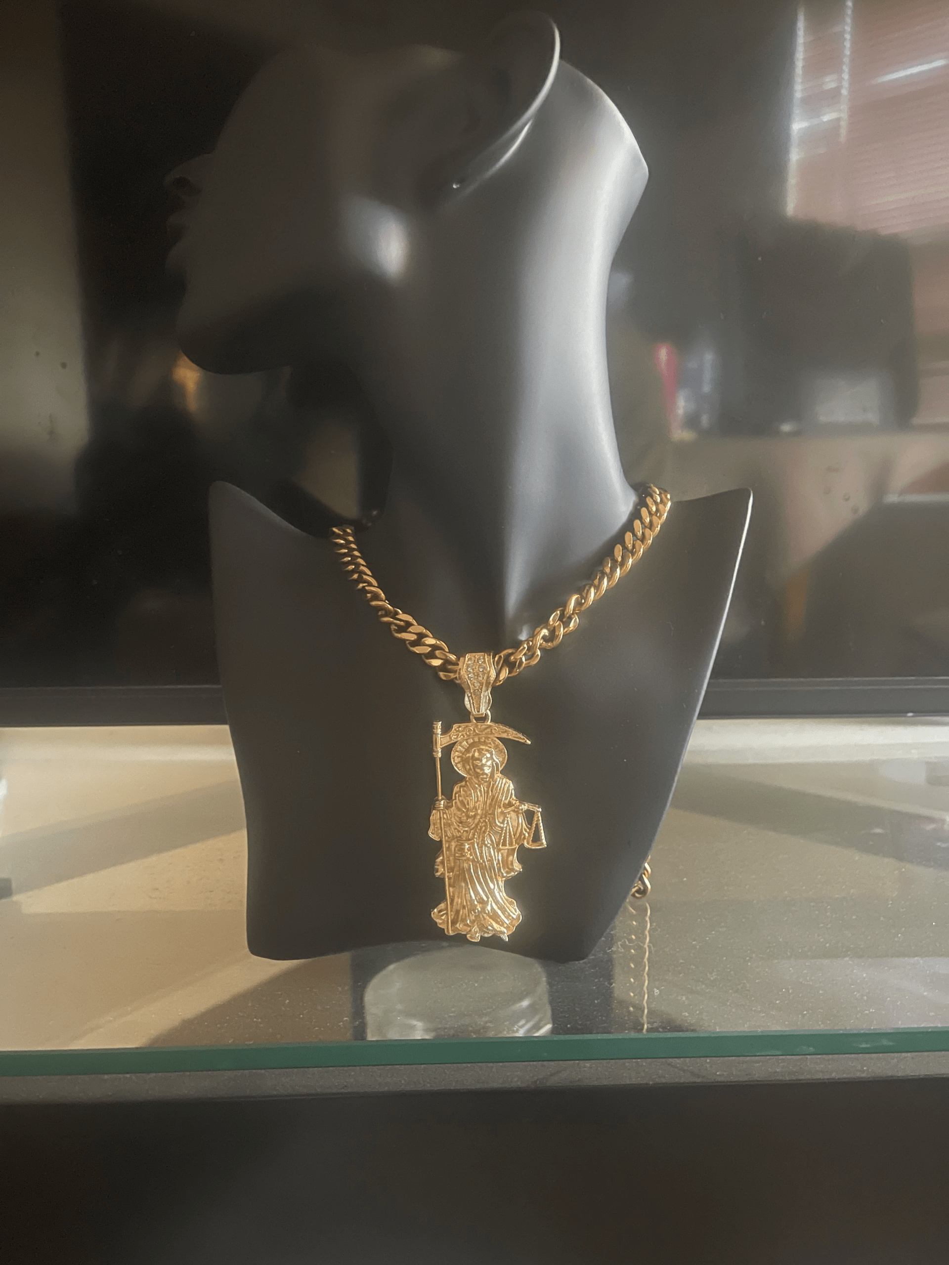 Grim Reaper Pendant 14k & Heavy Chain very elegant/ its your time too Bling