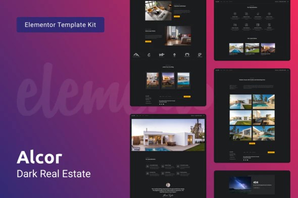 Alcor — Dark Real Estate Elementor Template Kit