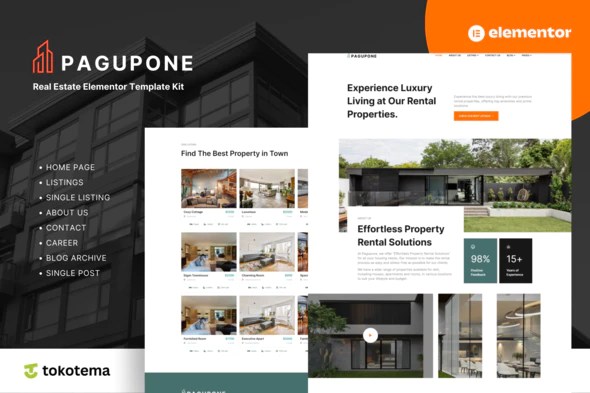Pagupone - Real Estate Agency &listing Elementor Template Kits