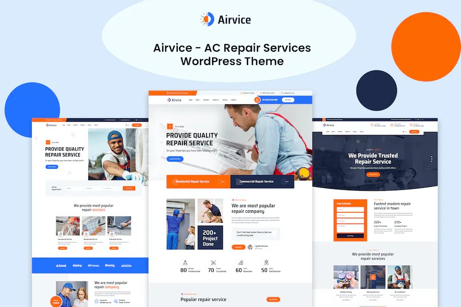 Airvice - AC Repair Services WordPress Theme